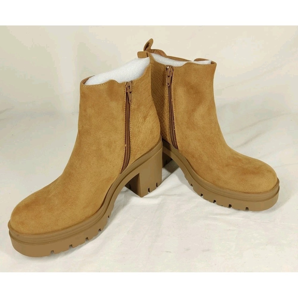 Sun + Stone Womens Veronikaa Tan Faux Suede Round‎ Toe Ankle Boots Size 9M - Picture 3 of 8